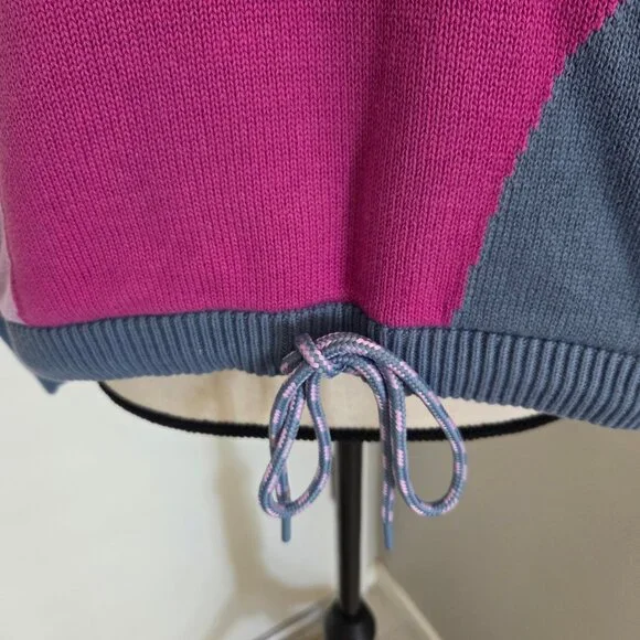Lou & Grey Colorblock Sweater Womens Small Gray Pink Drawstring Relax Slouchy - Picture 3 of 7